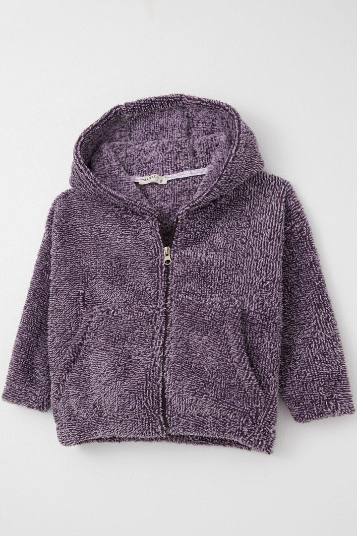 BRE Breeze Girl Child Plush Hooded Zippered Hoodie 3-7 Years, Purple - Matehuala