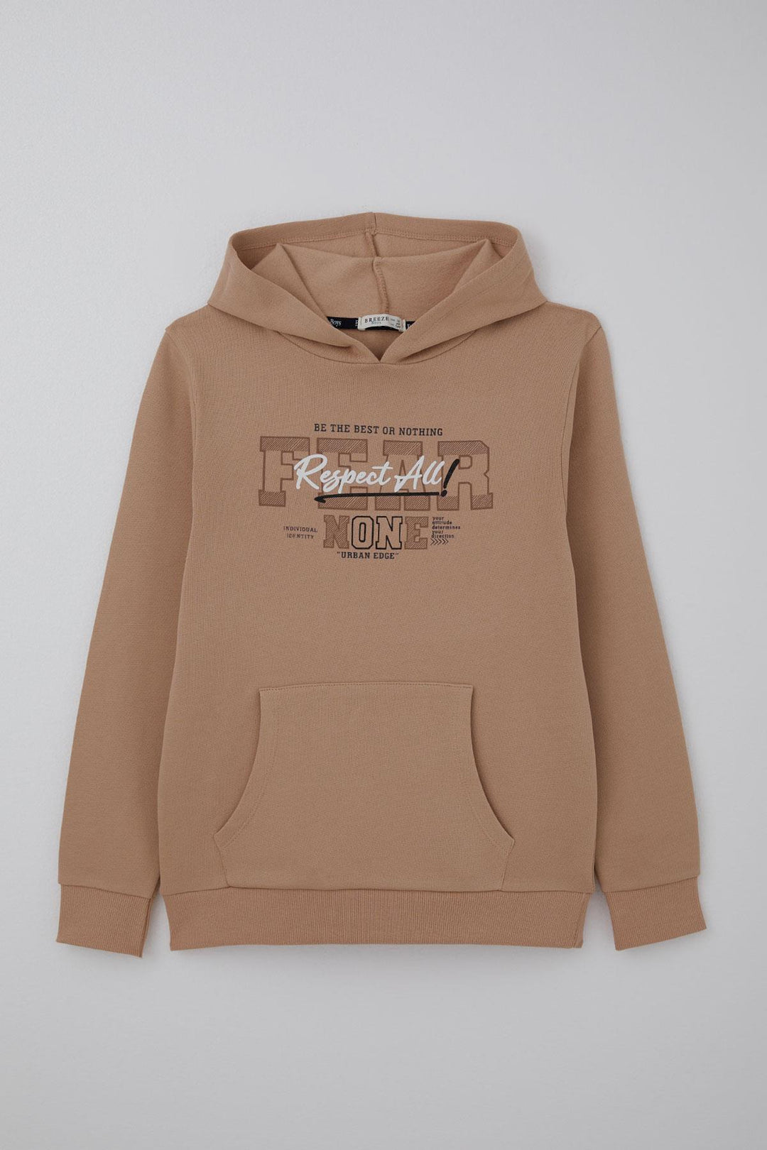 BRE Breeze Kız Çocuk Peluş Sweatshirt Kapüşonlu Kanguru Cepli 94 Yaş, Bej - Woodland