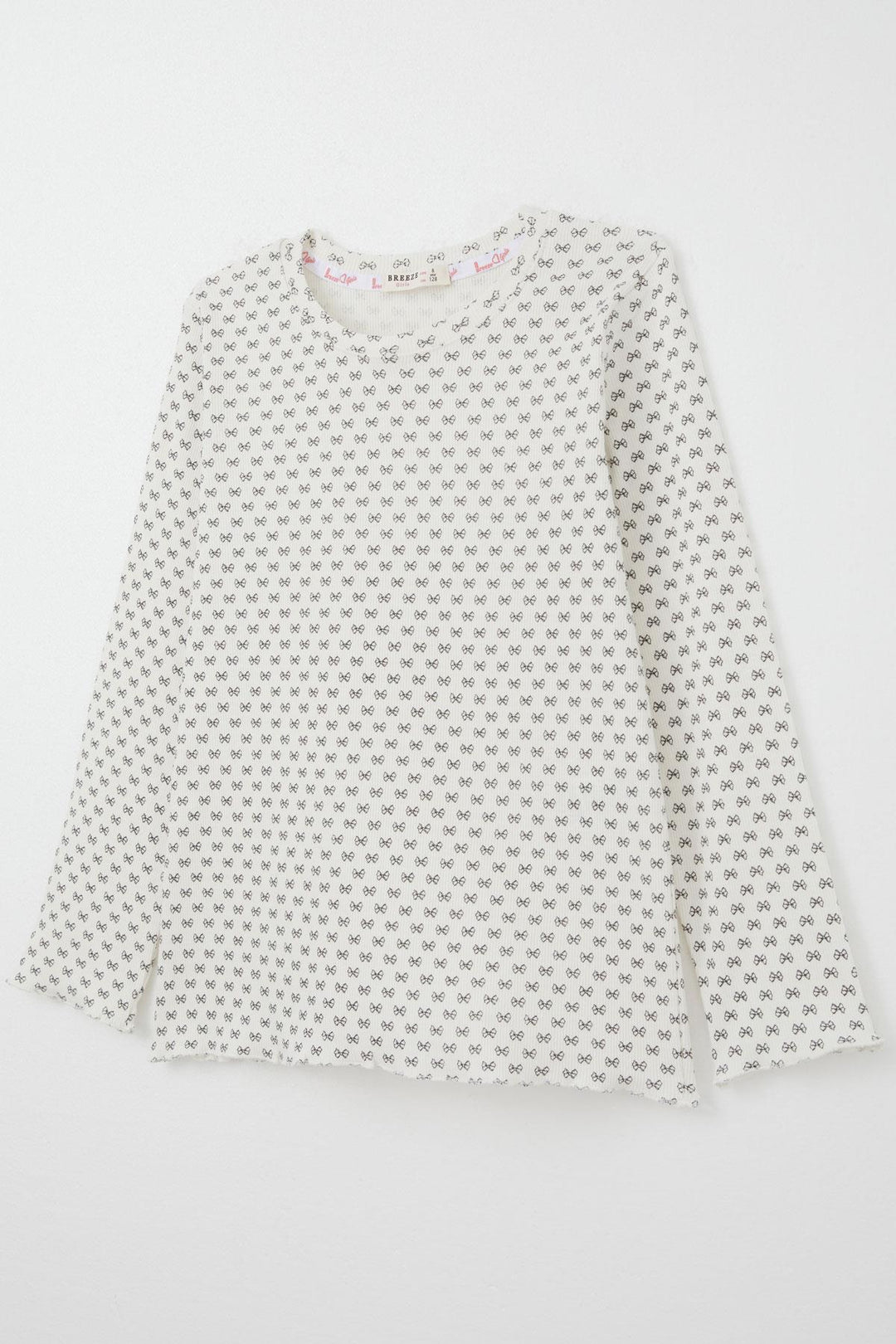 BRE Breeze Girl's Pajama Set with Bow Pattern, 4-8 Years, Beige - Hattingen