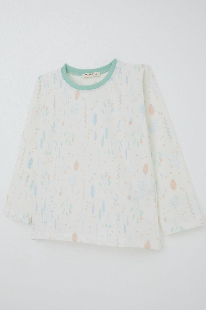 BRE Breeze Girl's Pajama Set Spring Whisper Colorful Leaf Patterned 4-8 Years, Ecru - Arrecife