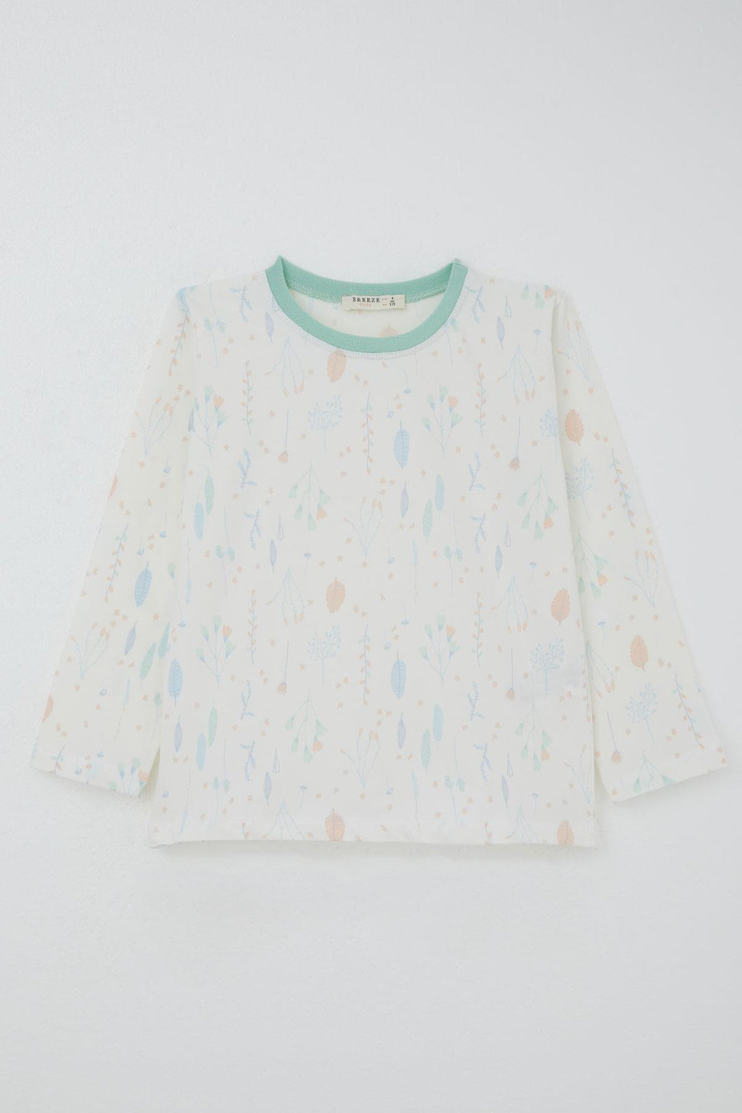 BRE Breeze Girl's Pajama Set Spring Whisper Colorful Leaf Patterned 4-8 Years, Ecru - Arrecife
