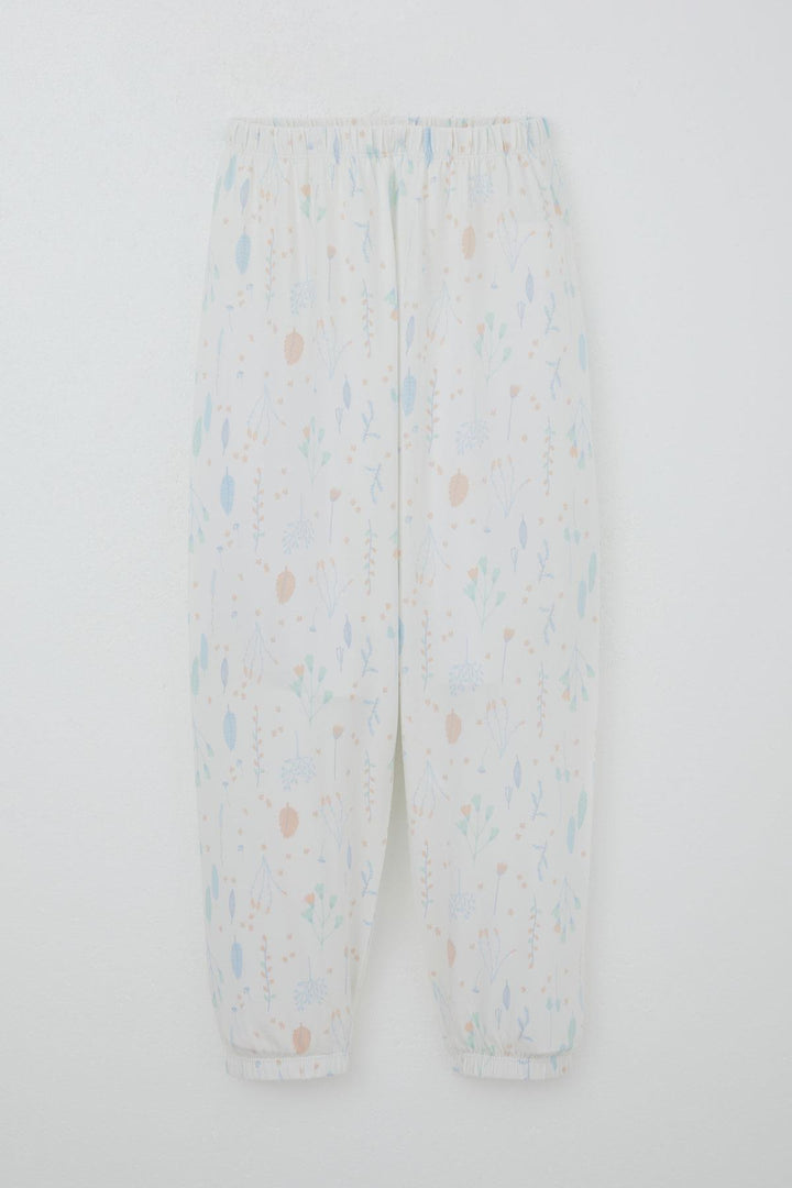 BRE Breeze Girl's Pajama Set Spring Whisper Colorful Leaf Patterned 4-8 Years, Ecru - Arrecife