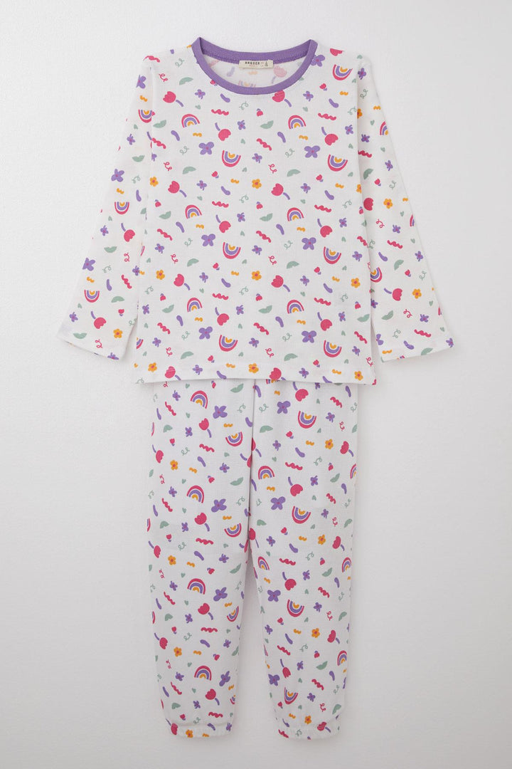 BRE Breeze Girl's Pajama Set Spring Colors 4-8 Years, White - Almada
