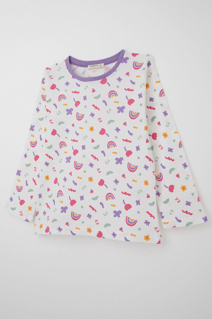 BRE Breeze Girl's Pajama Set Spring Colors 4-8 Years, White - Almada
