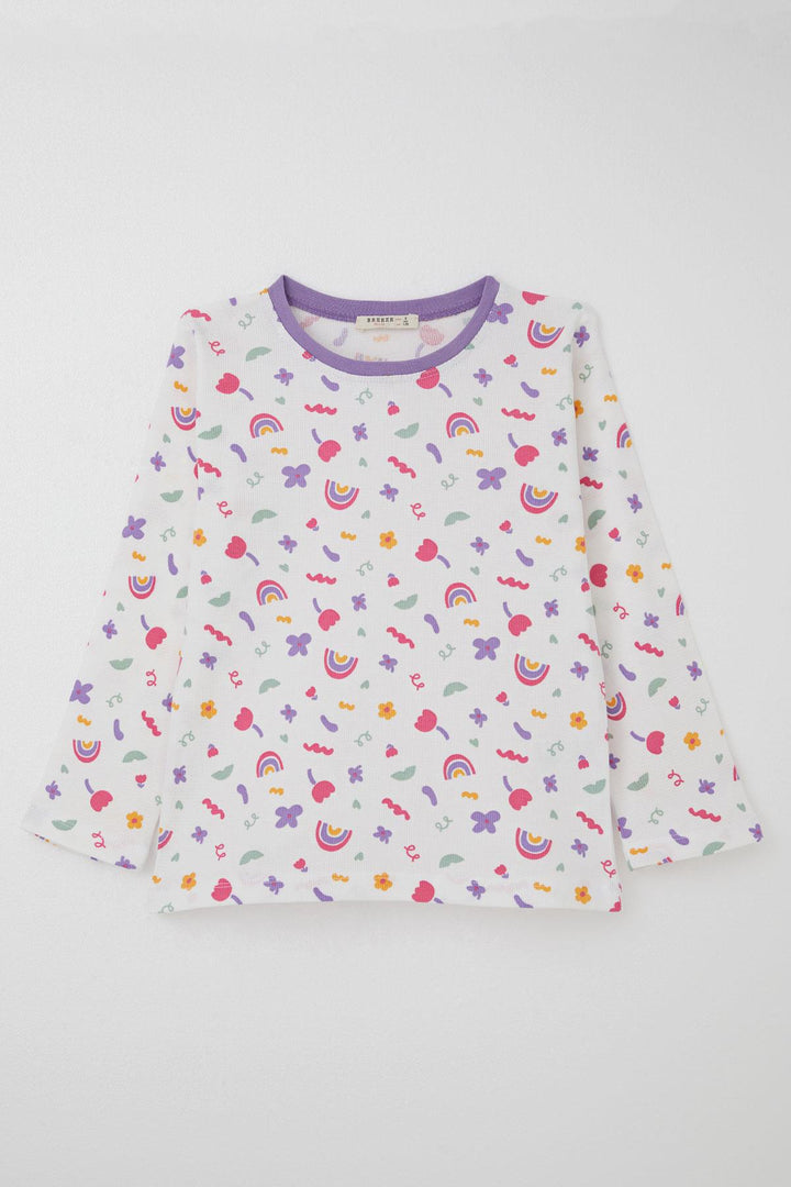 BRE Breeze Girl's Pajama Set Spring Colors 4-8 Years, White - Almada