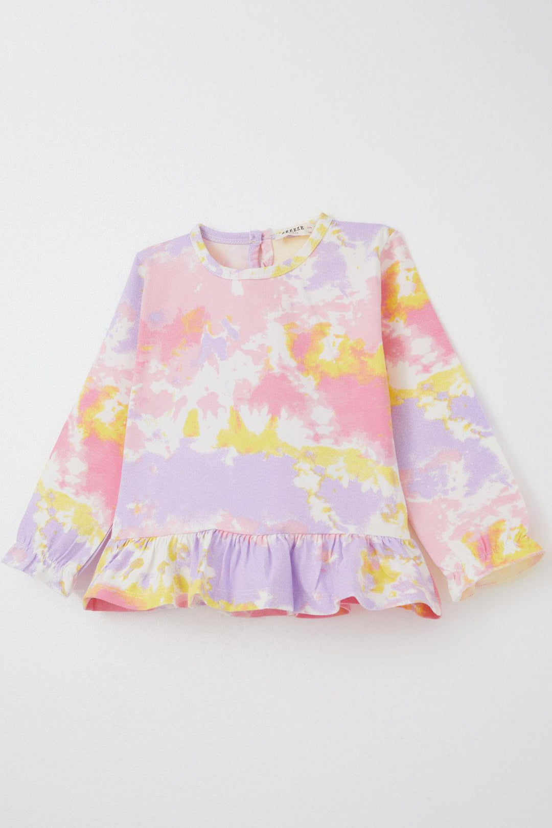 BRE Breeze Girl's Pyjama Set with Tie-Dye Pattern and Ruffles, 3-7 Years, Mixed Color - St. Thomas