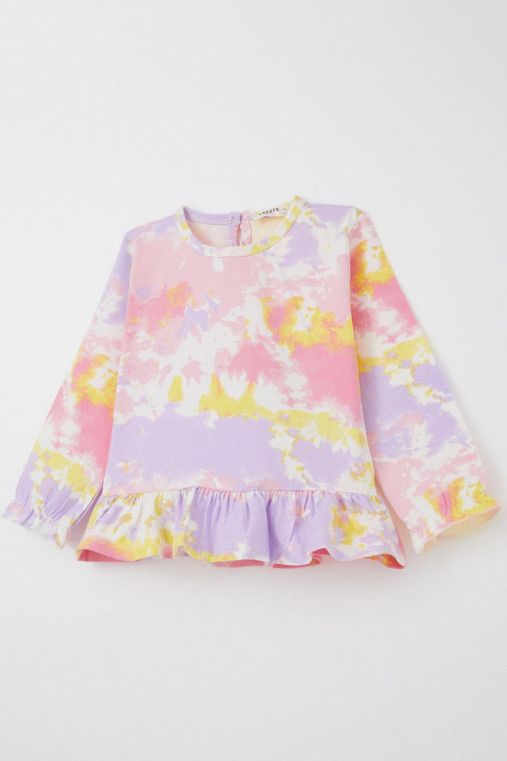 BRE Breeze Girl's Pyjama Set with Tie-Dye Pattern and Ruffles, 3-7 Years, Mixed Color - St. Thomas