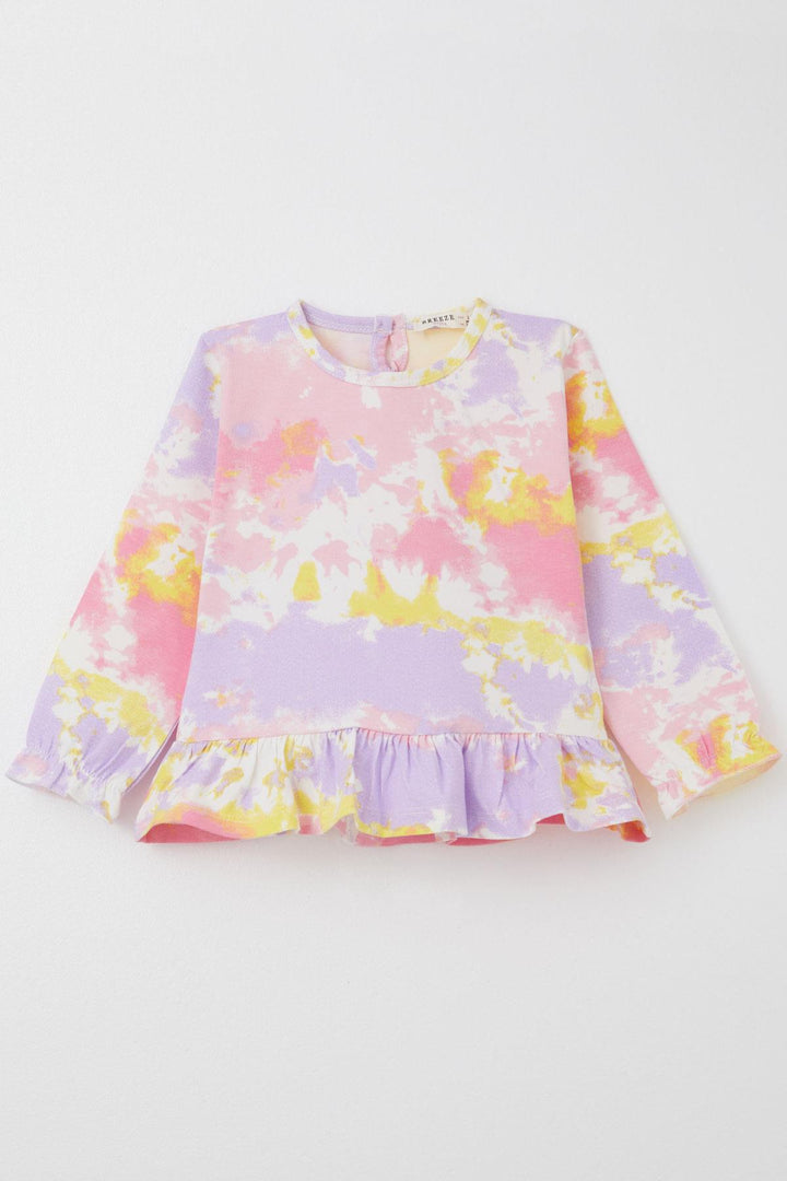 BRE Breeze Girl's Pyjama Set with Tie-Dye Pattern and Ruffles, 3-7 Years, Mixed Color - St. Thomas