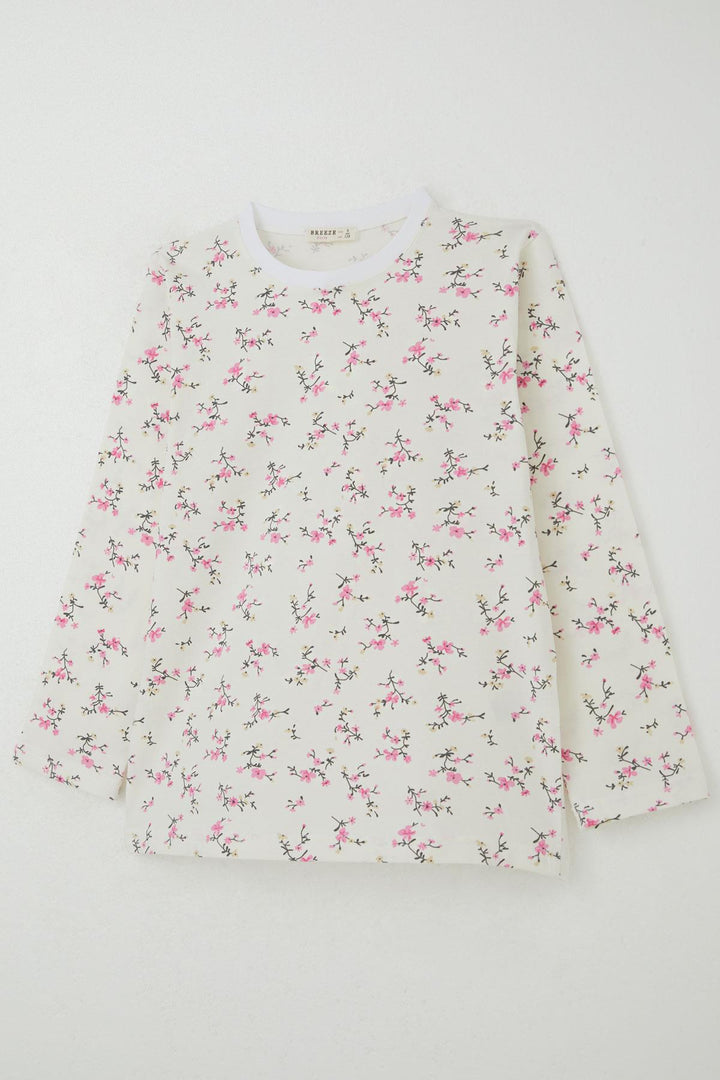 BRE Girl's Pyjama Set Flower Spring 4-8 Years, Ecru - Ferizaj