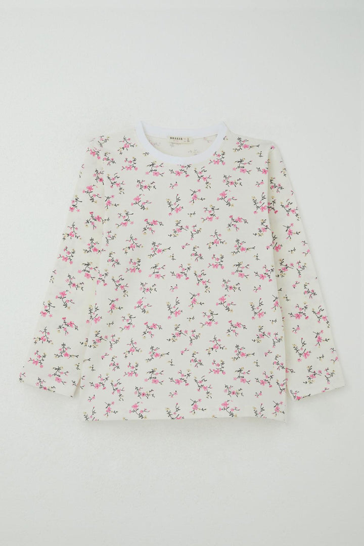 BRE Girl's Pyjama Set Flower Spring 4-8 Years, Ecru - Ferizaj