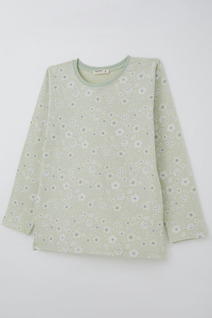 BRE Breeze Kız Çocuk Pijama Takımı Çiçek Desenli 92 Yaş, Su Yeşili - Ocosingo