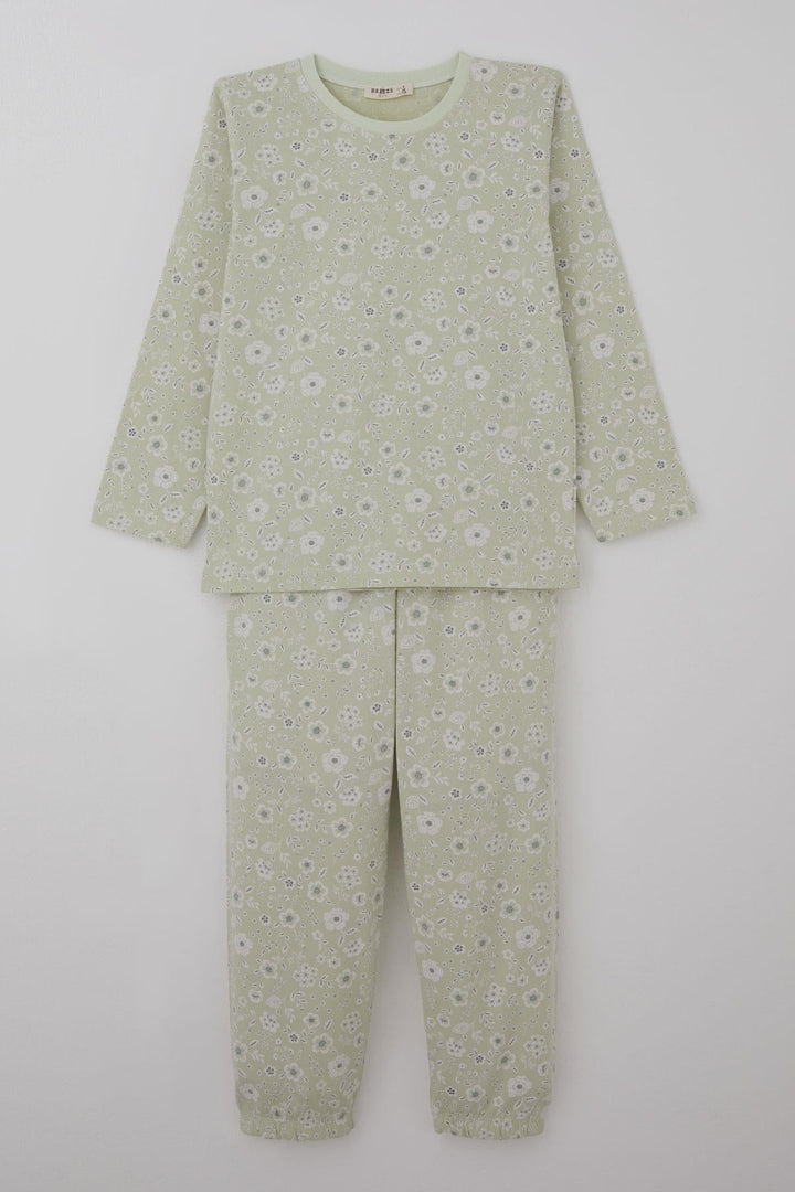 BRE Breeze Kız Çocuk Pijama Takımı Çiçek Desenli 4-8 Yaş, Su Yeşili - Oosterhout
