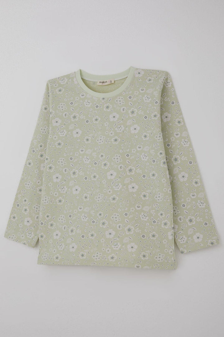 BRE Breeze Kız Çocuk Pijama Takımı Çiçek Desenli 4-8 Yaş, Su Yeşili - Oosterhout