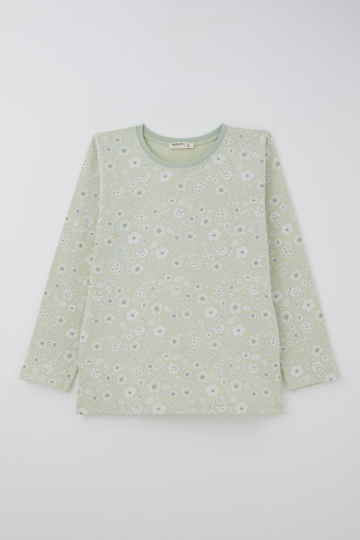 BRE Breeze Kız Çocuk Pijama Takımı Çiçek Desenli 92 Yaş, Su Yeşili - Ocosingo