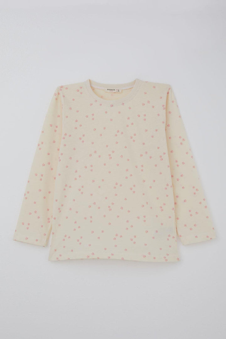 BRE Breeze Girl's Pajama Set Flower Patterned 4-8 Years, Cream - Visalia