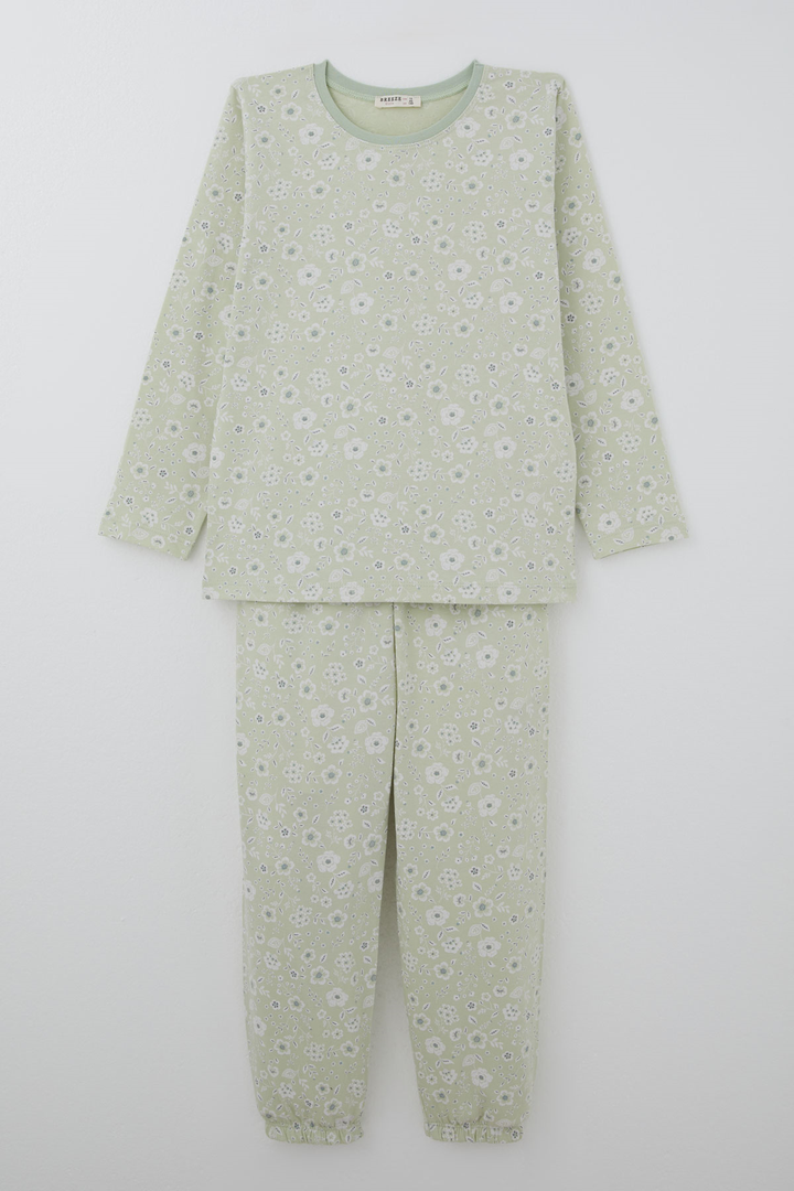 BRE Breeze Kız Çocuk Pijama Takımı Çiçek Desenli 92 Yaş, Su Yeşili - Ocosingo