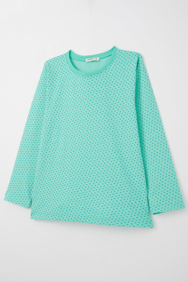BRE Breeze Girl's Pajama Set Flower Patterned 92 Years, Green - Coyotepec