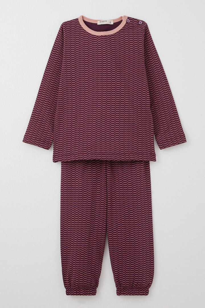 BRE Breeze Girl's Pyjama Set Patterned 1-3 Years, Plum Color - Hempstead
