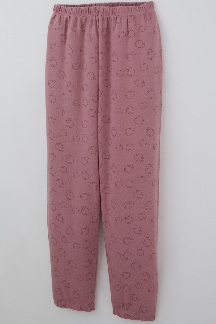 BRE Breeze Kız Çocuk Pijama Takımı Elma Desenli Beli Paçası Lastikli 92 Yaş, Gülkurusu - Roosendaal