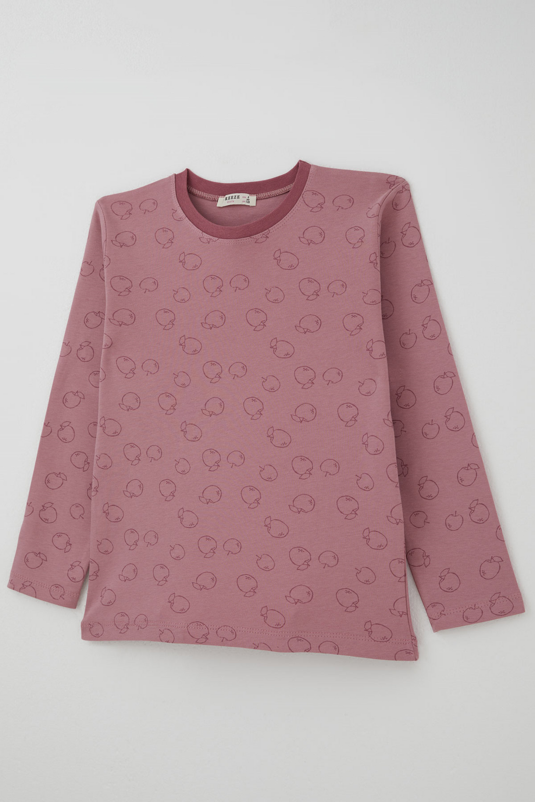 BRE Breeze Kız Çocuk Pijama Takımı Elma Desenli Beli Paçası Lastikli 4-8 Yaş, Gülkurusu - Portage