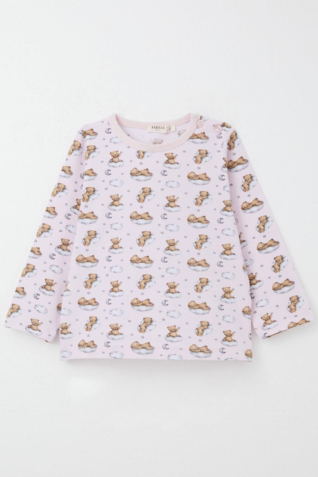 BRE Breeze Girl's Pajama Set Sky Themed Cute Bear Patterned 1-3 Years, Pink - Spokane Valley