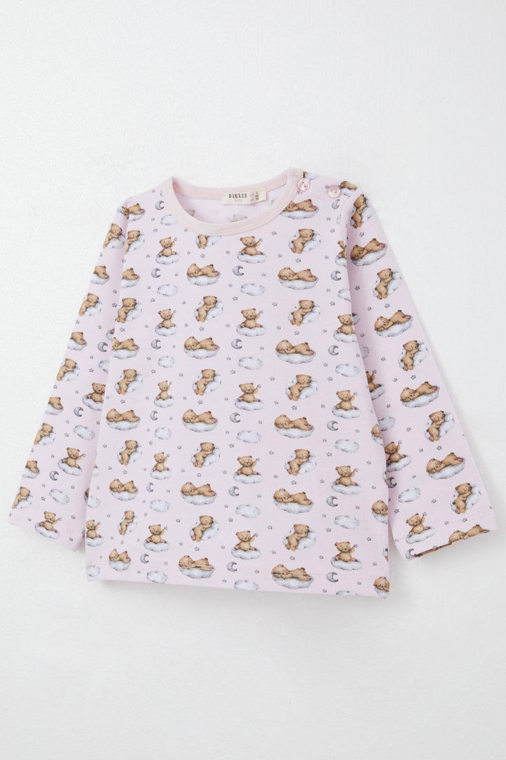 BRE Breeze Girl's Pajama Set Sky Themed Cute Bear Patterned 1-3 Years, Pink - Spokane Valley