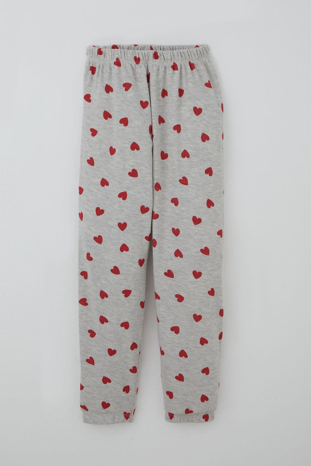 BRE Breeze Kız Çocuk Pijama Takımı Kalp Desenli 4-8 Yaş, Açık Gri Melanj - Moita