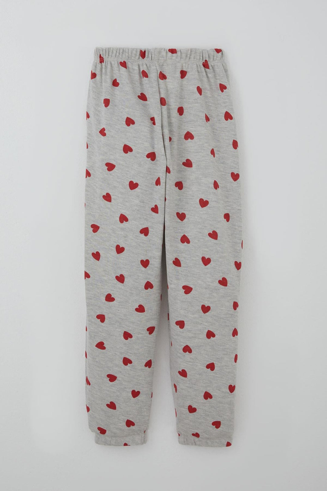 BRE Breeze Kız Çocuk Pijama Takımı Kalp Desenli 4-8 Yaş, Açık Gri Melanj - Moita