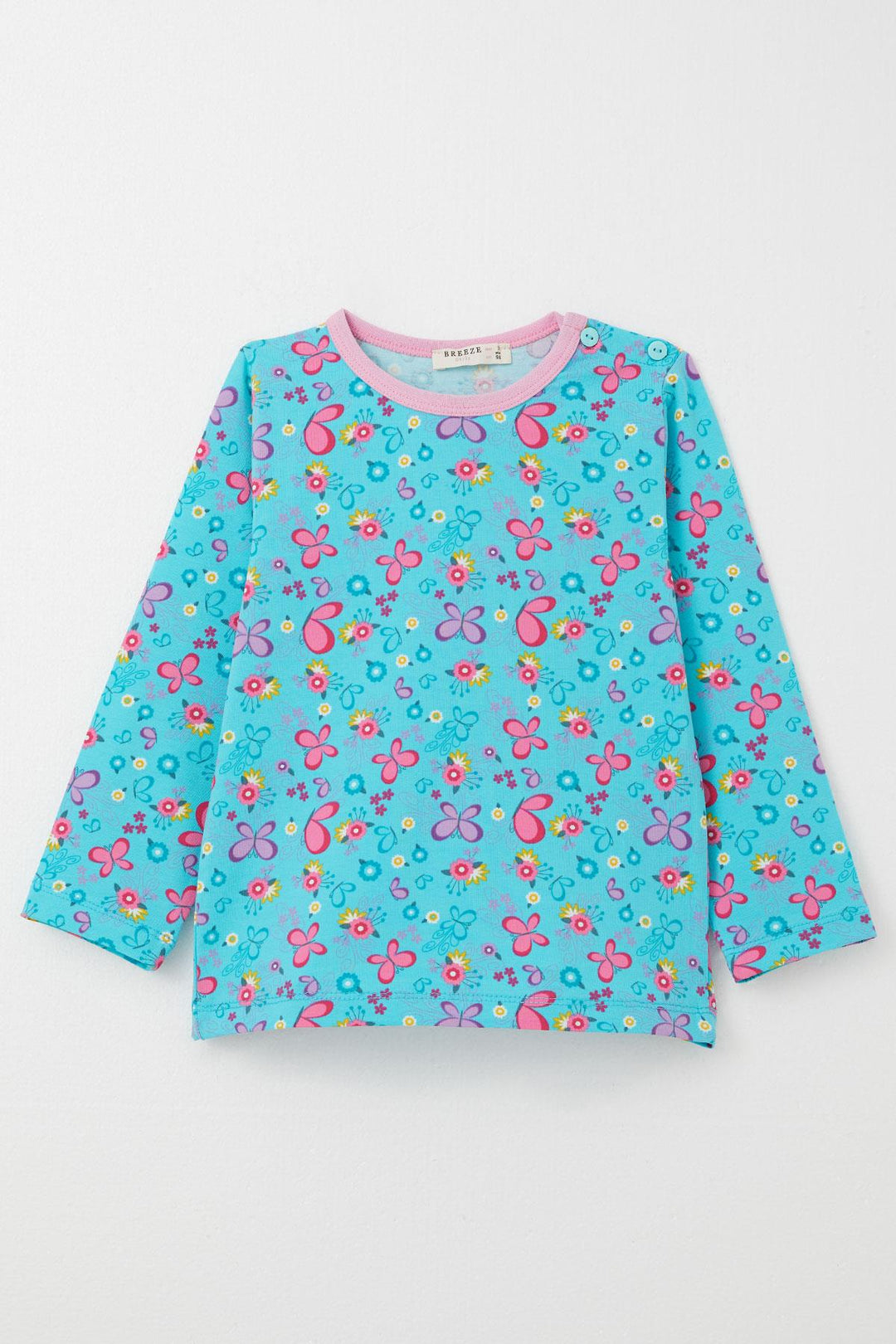 BRE Breeze Girl's Pyjama Set Butterfly Patterned 1-3 Years, Turquoise - Guadalajara