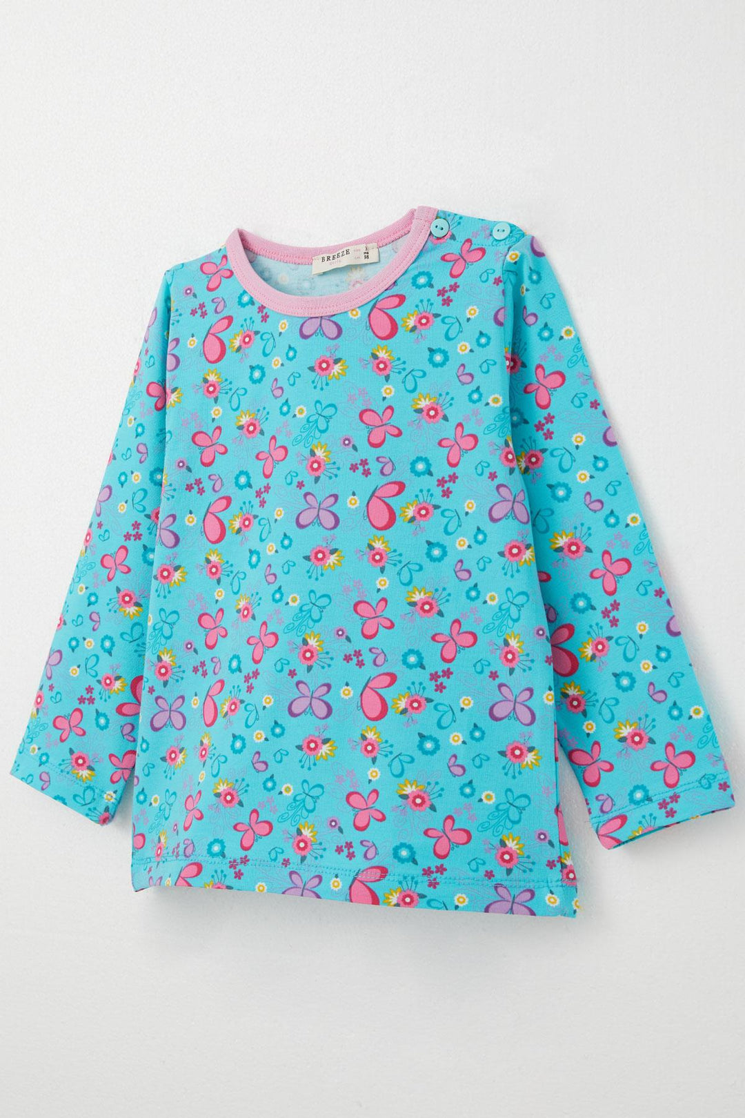 BRE Breeze Girl's Pyjama Set Butterfly Patterned 1-3 Years, Turquoise - Guadalajara