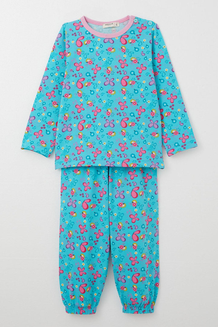 BRE Breeze Girl's Pyjama Set Butterfly Patterned 1-3 Years, Turquoise - Guadalajara