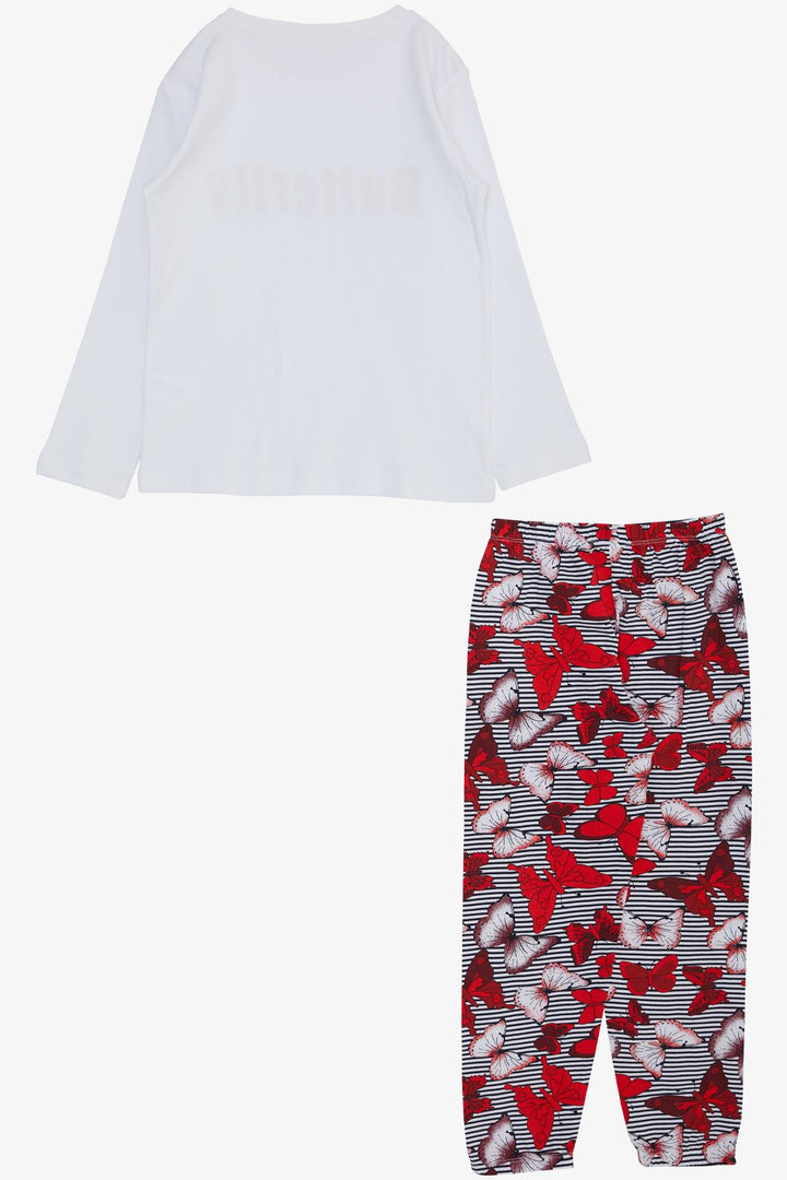 BRE Breeze Girl's Pyjama Set Butterfly Pattern Printed 50 Years, White - Shreveport