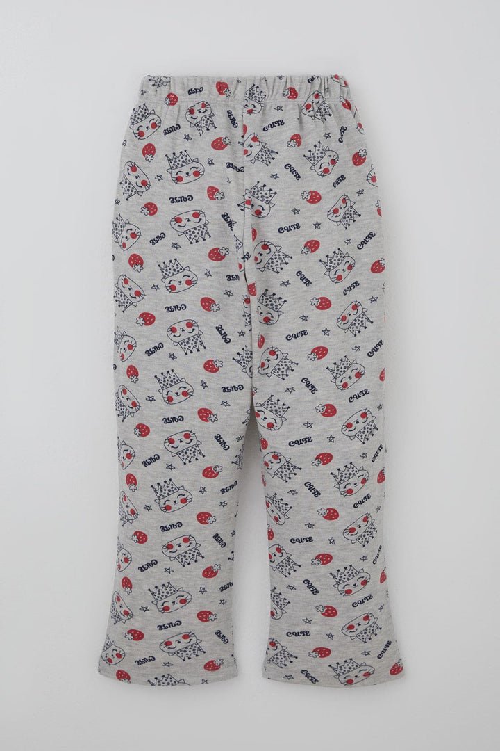 BRE Breeze Kız Çocuk Pijama Takımı Kraliçe Kedicik & Çilek Desenli 71 Yaş, Açık Gri Melanj - Brandon