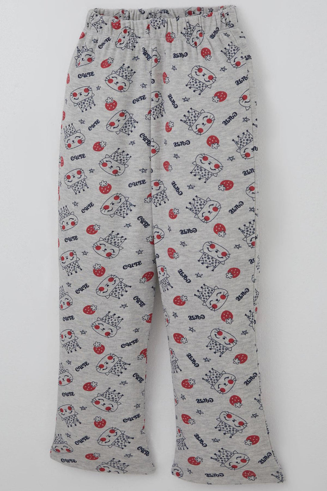BRE Breeze Kız Çocuk Pijama Takımı Kraliçe Kedicik & Çilek Desenli 71 Yaş, Açık Gri Melanj - Brandon