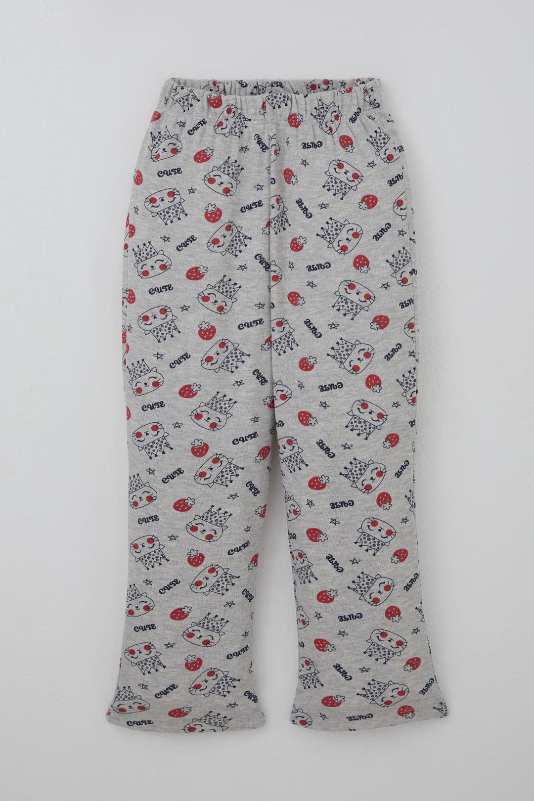 BRE Breeze Kız Çocuk Pijama Takımı Kraliçe Kedicik & Çilek Desenli 71 Yaş, Açık Gri Melanj - Brandon
