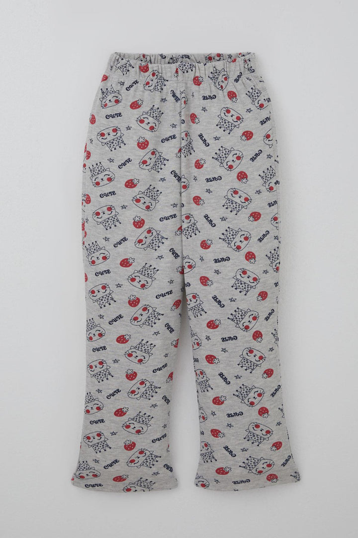 BRE Breeze Kız Çocuk Pijama Takımı Kraliçe Kedicik & Çilek Desenli 71 Yaş, Açık Gri Melanj - Brandon
