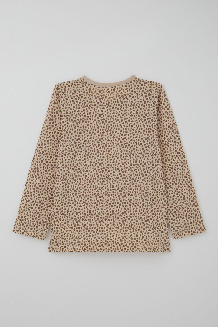 BRE Breeze Girl's Pyjama Set with Leopard Pattern, 4-8 Years, Beige - Hoogvliet