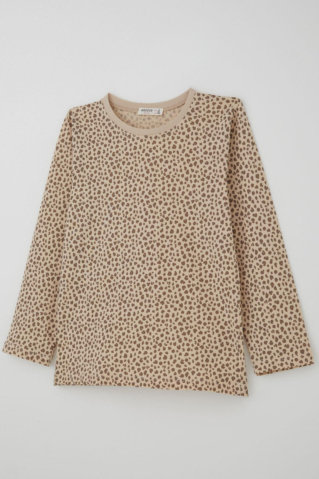 BRE Breeze Girl's Pyjama Set with Leopard Pattern, 4-8 Years, Beige - Hoogvliet