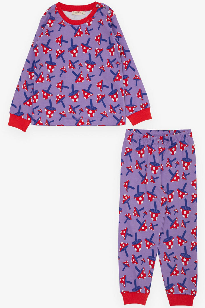 BRE Breeze Girl's Pajama Set Mushroom Patterned 1-4 Years, Lilac - Tudela