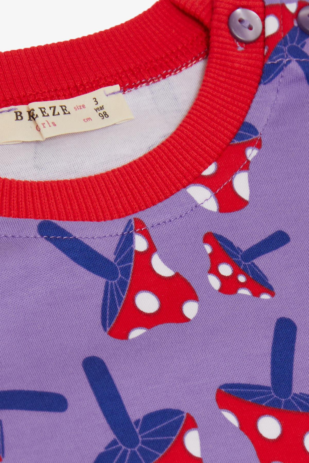 BRE Breeze Girl's Pajama Set Mushroom Patterned 1-4 Years, Lilac - Tudela