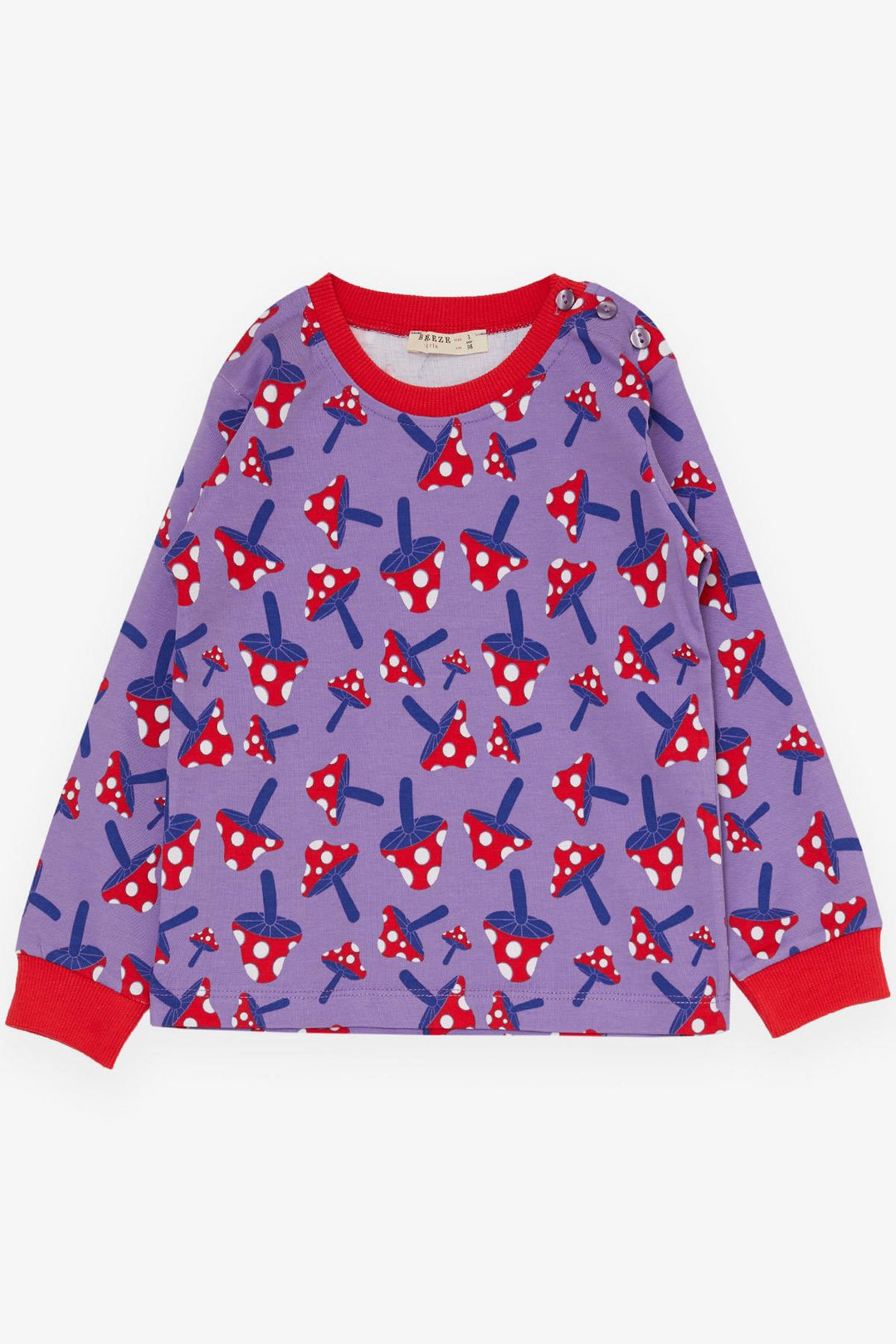 BRE Breeze Girl's Pajama Set Mushroom Patterned 1-4 Years, Lilac - Tudela