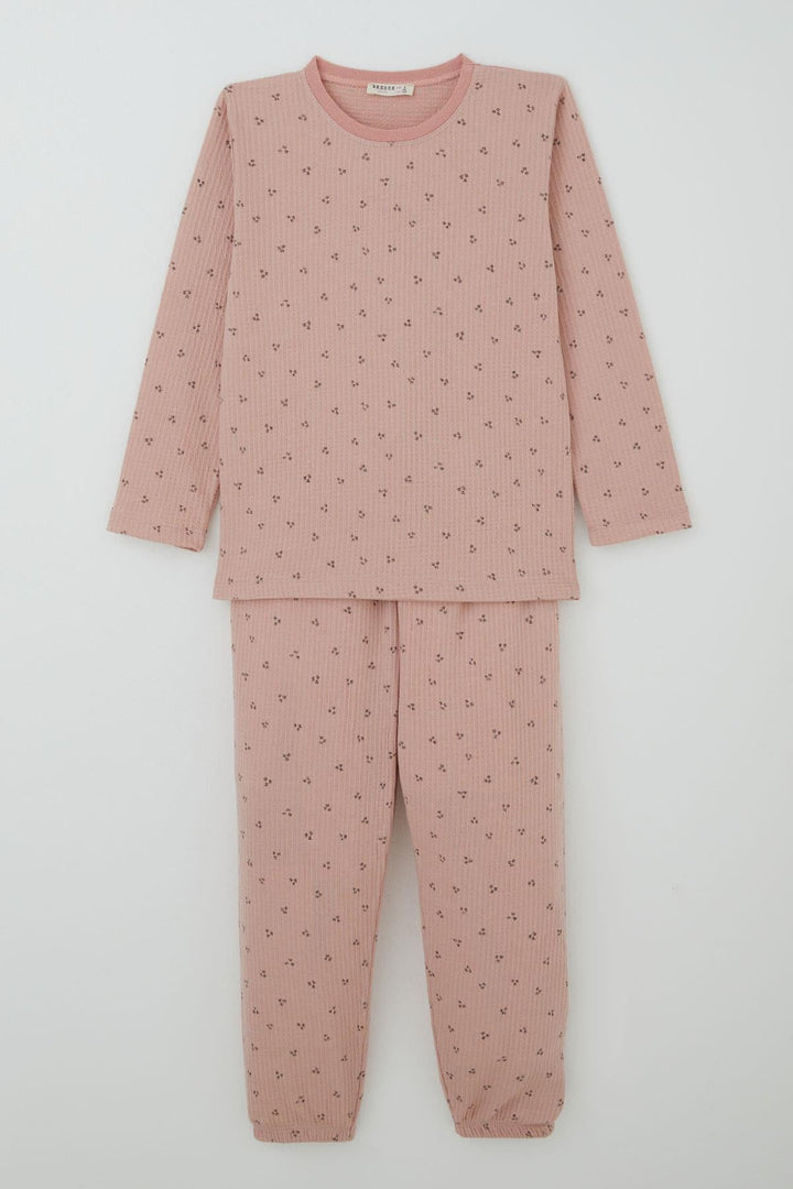 BRE Breeze Kız Çocuk Pijama Takımı Minimal Mini Desenli 4-8 Yaş, Gülkurusu - Visalia