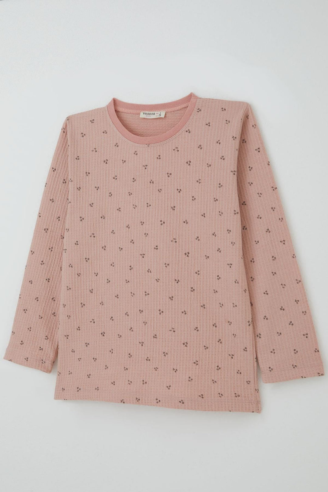 BRE Breeze Kız Çocuk Pijama Takımı Minimal Mini Desenli 4-8 Yaş, Gülkurusu - Visalia
