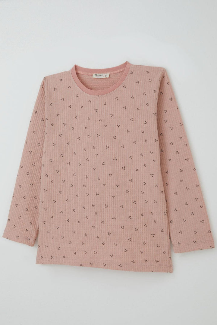 BRE Breeze Kız Çocuk Pijama Takımı Minimal Mini Desenli 4-8 Yaş, Gülkurusu - Visalia