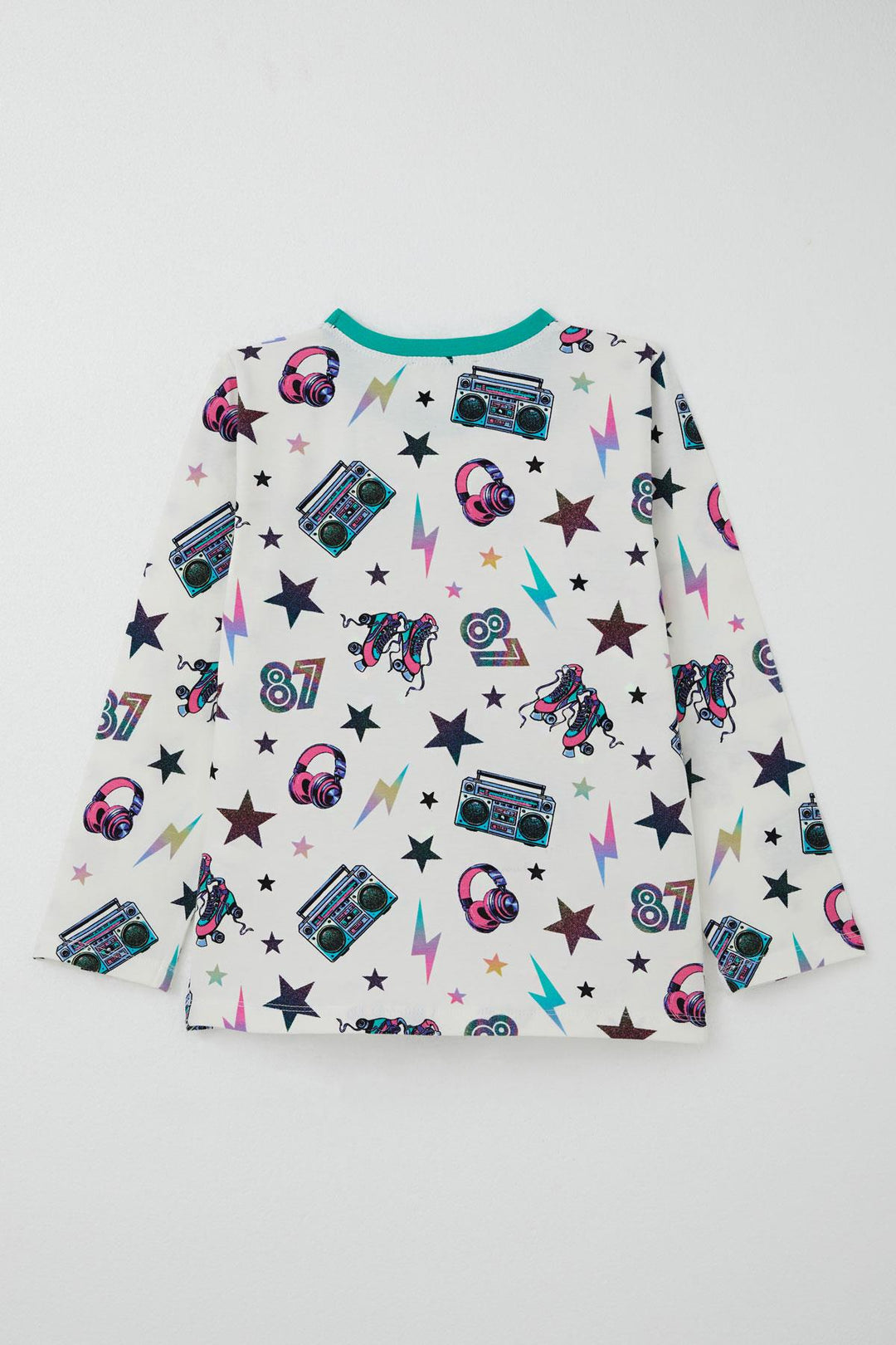 BRE Breeze Girl's Pajama Set Music Themed Star Patterned 4-8 Years, Ecru - Lancaster