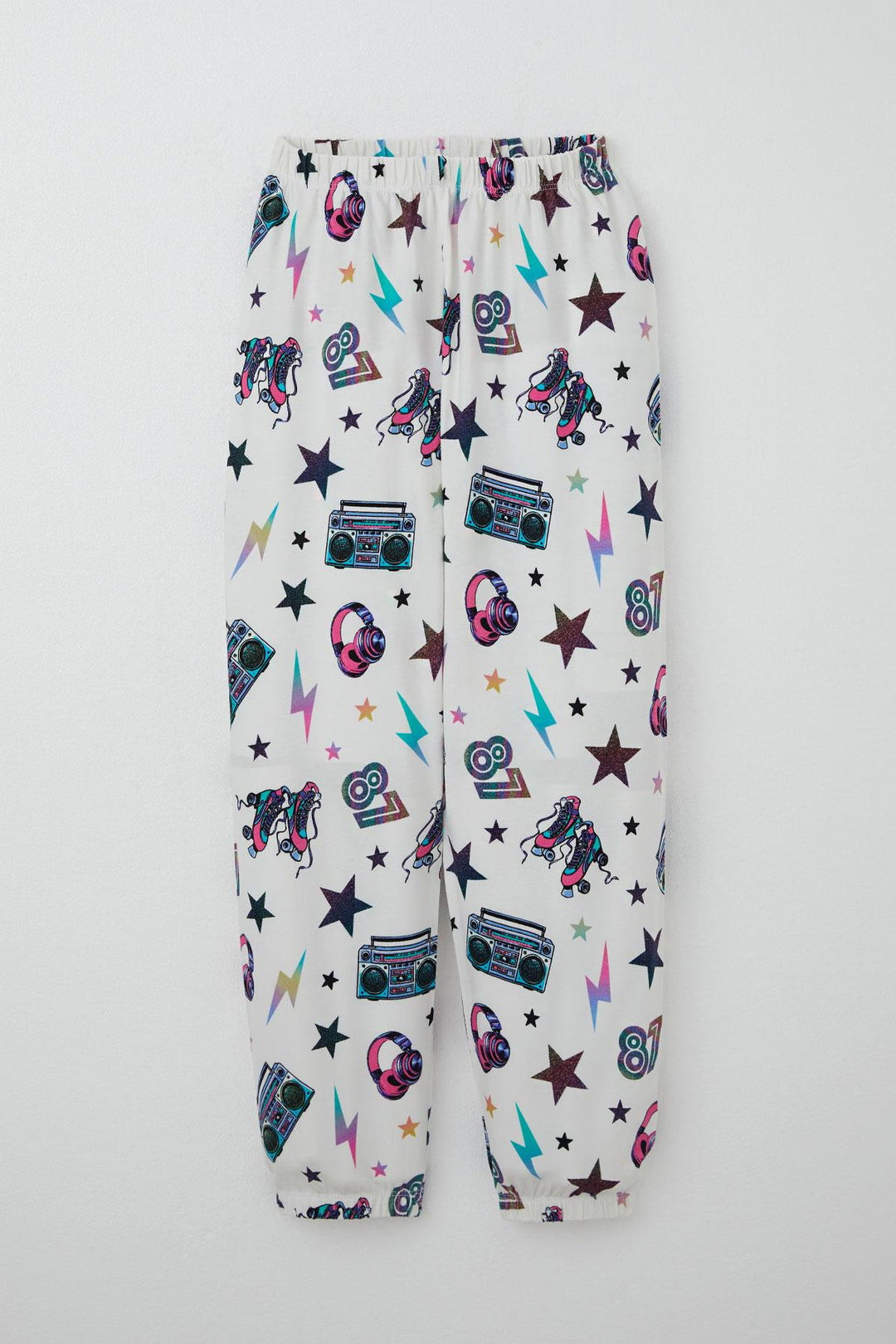 BRE Breeze Girl's Pajama Set Music Themed Star Patterned 4-8 Years, Ecru - Lancaster