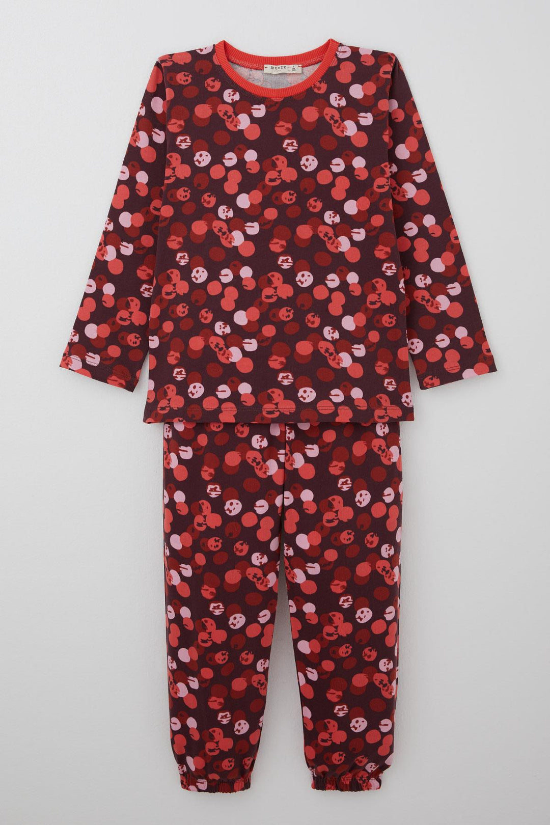 BRE Breeze Kız Çocuk Pijama Takımı Neşeli Benekler Desenli 4-8 Yaş, Mürdüm - Elche