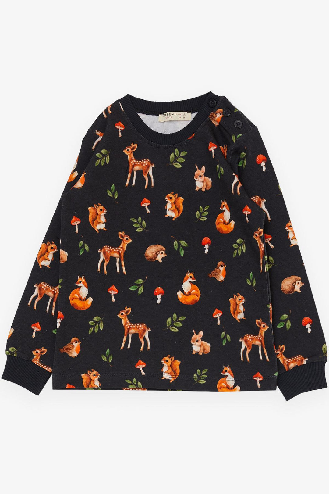 BRE Breeze Girl's Pyjama Set Forest Themed Cute Animal Patterned 1-4 Years, Anthracite - Waterlooville