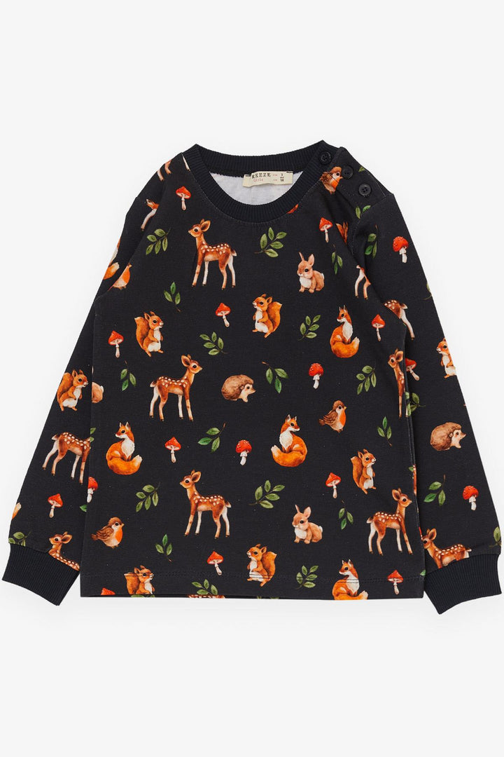BRE Breeze Girl's Pyjama Set Forest Themed Cute Animal Patterned 1-4 Years, Anthracite - Waterlooville