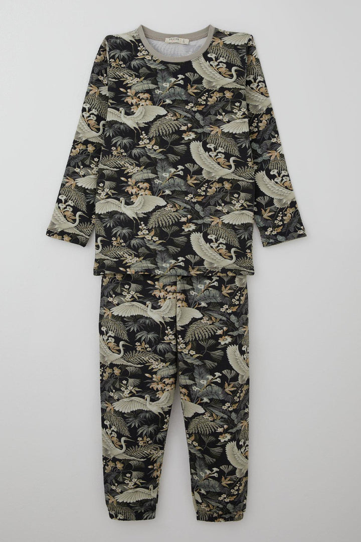 BRE Breeze Girl's Pajama Set Forest Themed with Stork Pattern 4-8 Years, Mixed Color - Kornwestheim